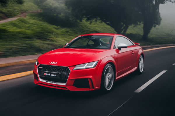 red Audi on the road