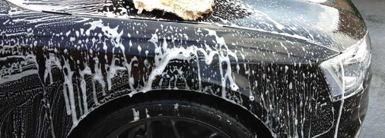 black car being washed